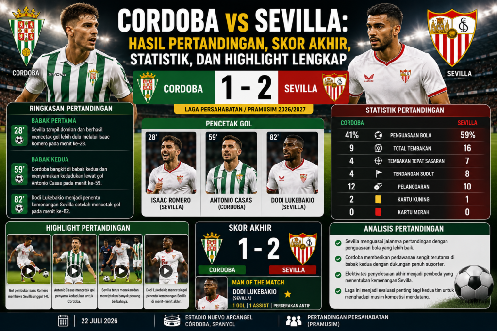 Cordoba vs Sevilla: Hasil Pertandingan, Skor Akhir, Statistik, dan Highlight Lengkap
