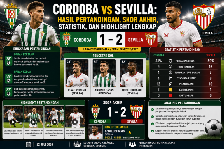 Cordoba vs Sevilla: Hasil Pertandingan, Skor Akhir, Statistik, dan Highlight Lengkap