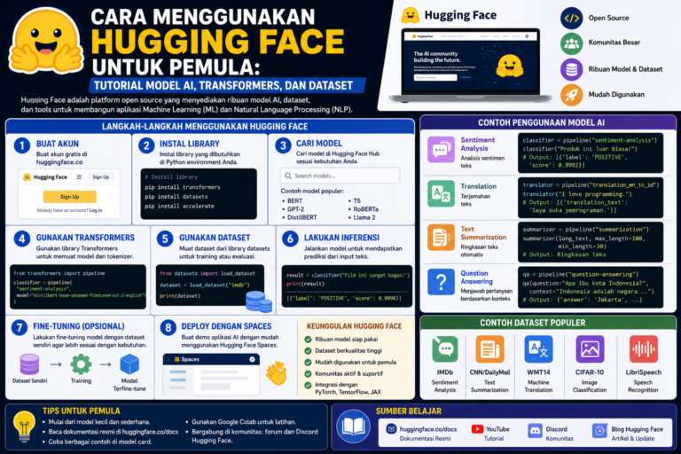 Cara Menggunakan Hugging Face untuk Pemula: Tutorial Model AI, Transformers, dan Dataset