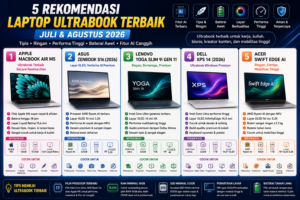 5 Rekomendasi Laptop Ultrabook Terbaik Juli dan Agustus 2026, Tipis, Ringan, dan Performa Tinggi