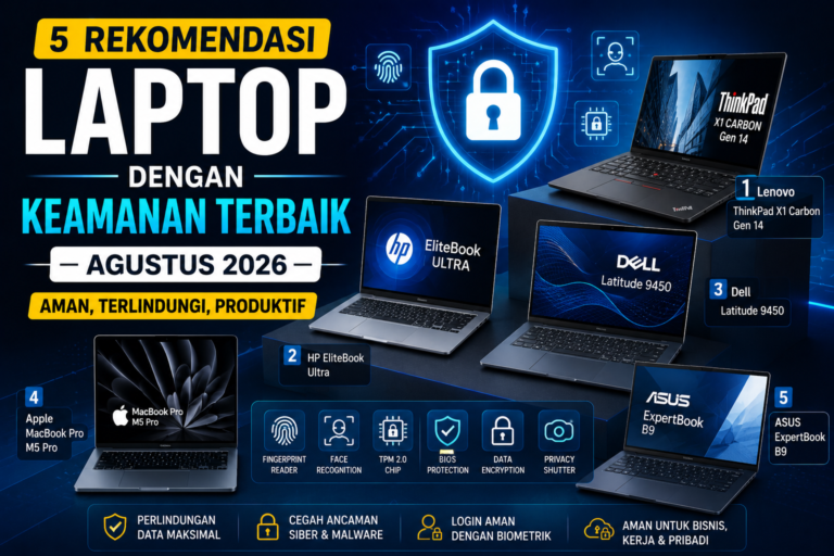 5 Rekomendasi Laptop dengan Keamanan Terbaik Agustus 2026, Cocok untuk Bisnis dan Profesional