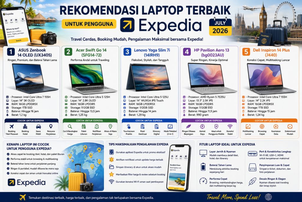 Rekomendasi Laptop Terbaik untuk Pengguna Expedia Edisi Juli 2026