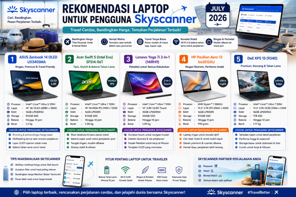 Rekomendasi Laptop Terbaik untuk Pengguna Skyscanner Edisi Juli 2026