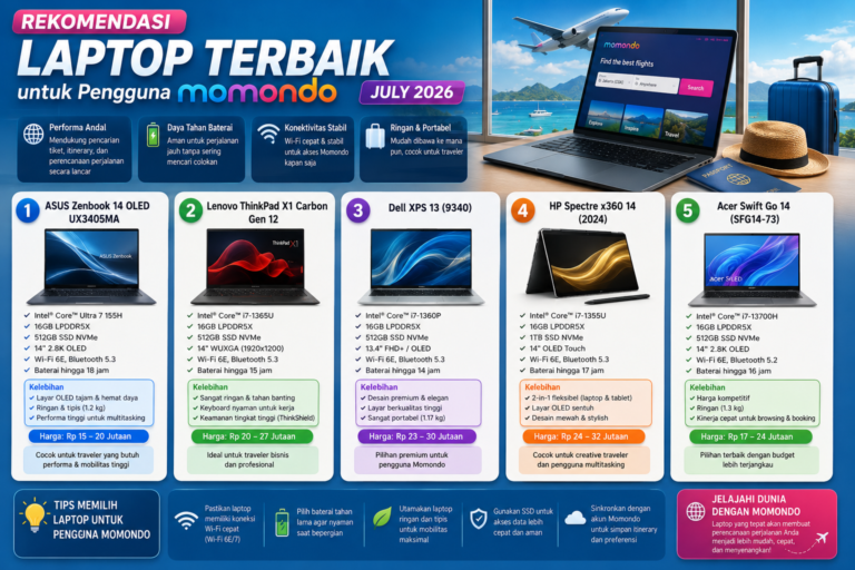 5 Rekomendasi Laptop Terbaik untuk Pengguna Momondo (Juli 2026)