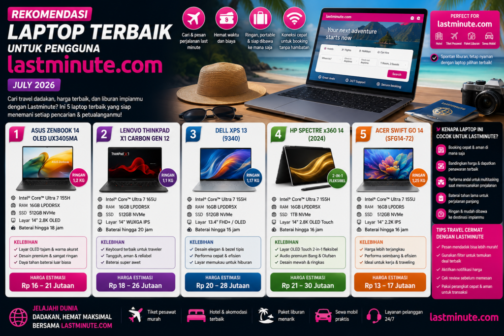 5 Rekomendasi Laptop Terbaik untuk Pengguna Lastminute (Juli 2026)