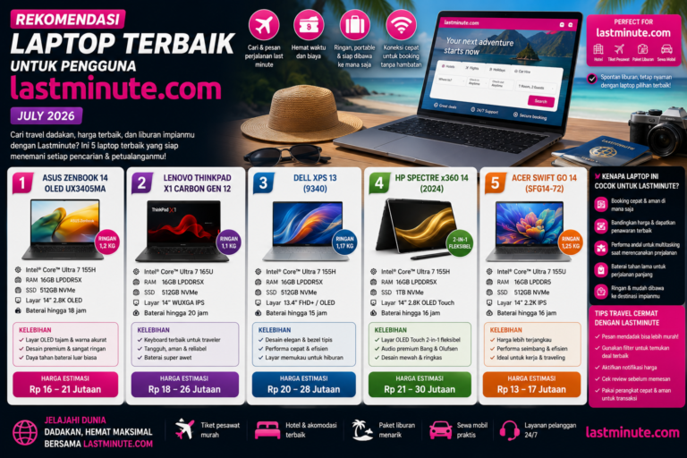 5 Rekomendasi Laptop Terbaik untuk Pengguna Lastminute (Juli 2026)