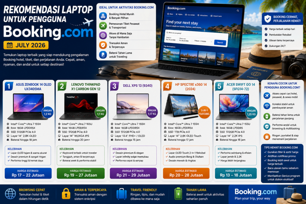 5 Rekomendasi Laptop Terbaik untuk Pengguna Booking.com (Juli 2026)