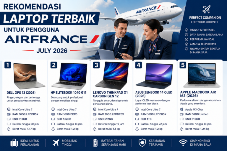 Rekomendasi Laptop Terbaik Edisi Juli 2026: Pilihan Ringan, Awet, dan Ideal untuk Pengguna Air France