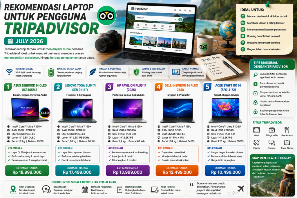 5 Rekomendasi Laptop Terbaik untuk Pengguna TripAdvisor (Juli 2026)