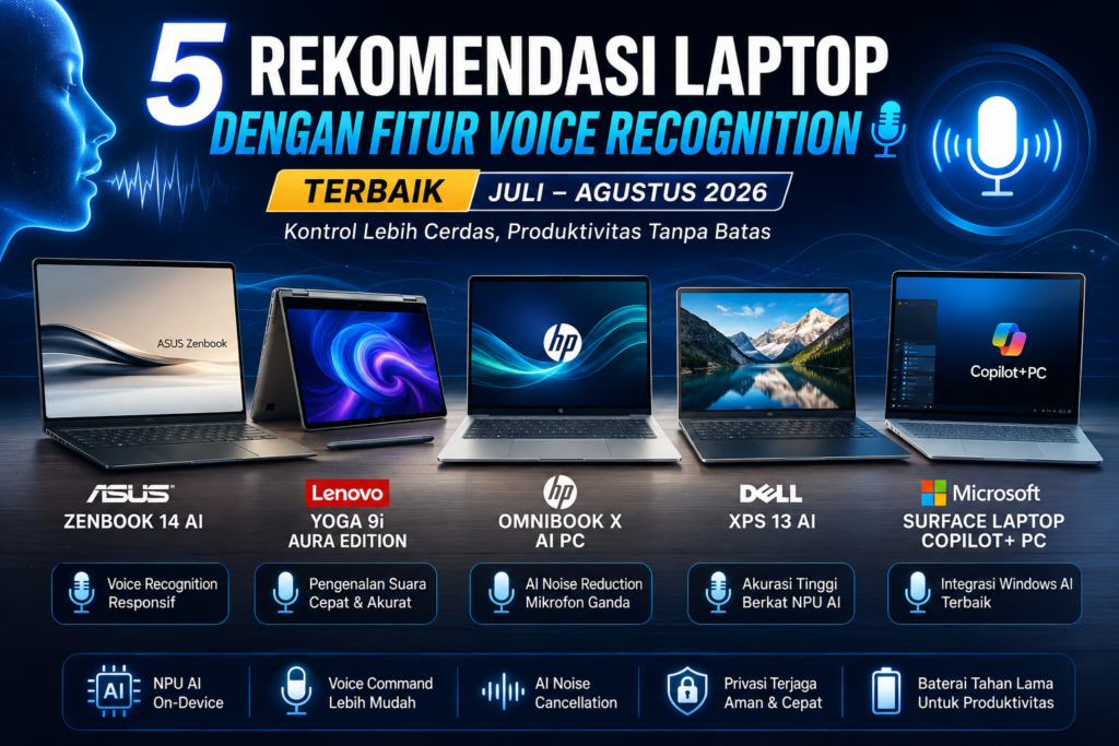 5 Rekomendasi Laptop dengan Fitur Voice Recognition Terbaik Juli–Agustus 2026