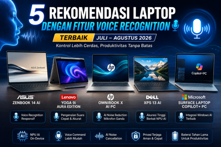 5 Rekomendasi Laptop dengan Fitur Voice Recognition Terbaik Juli–Agustus 2026