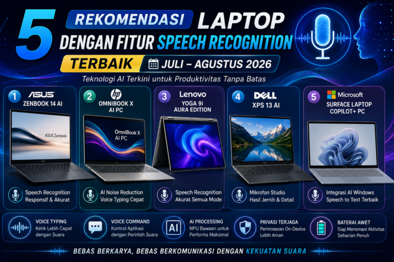 5 Rekomendasi Laptop dengan Fitur Speech Recognition Terbaik Juli–Agustus 2026