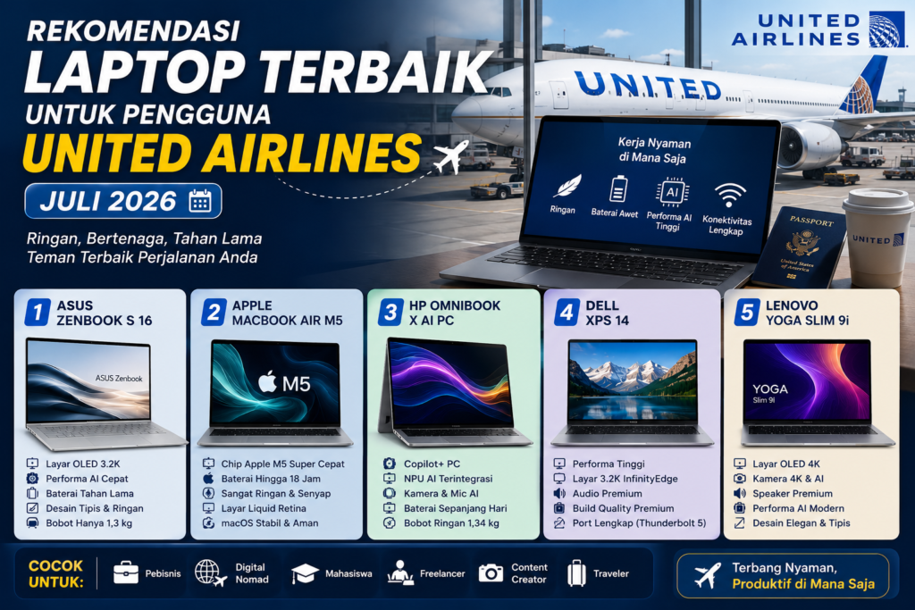 Rekomendasi Laptop Terbaik untuk Pengguna United Airlines Juli 2026