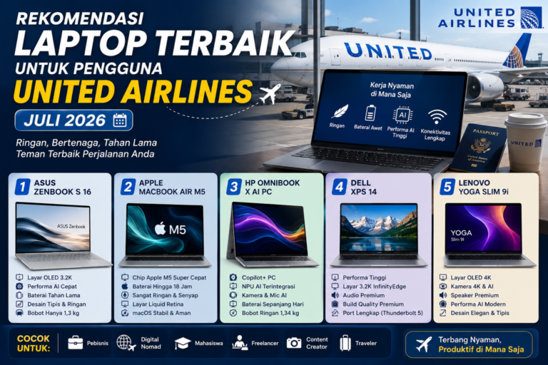 Rekomendasi Laptop Terbaik untuk Pengguna United Airlines Juli 2026