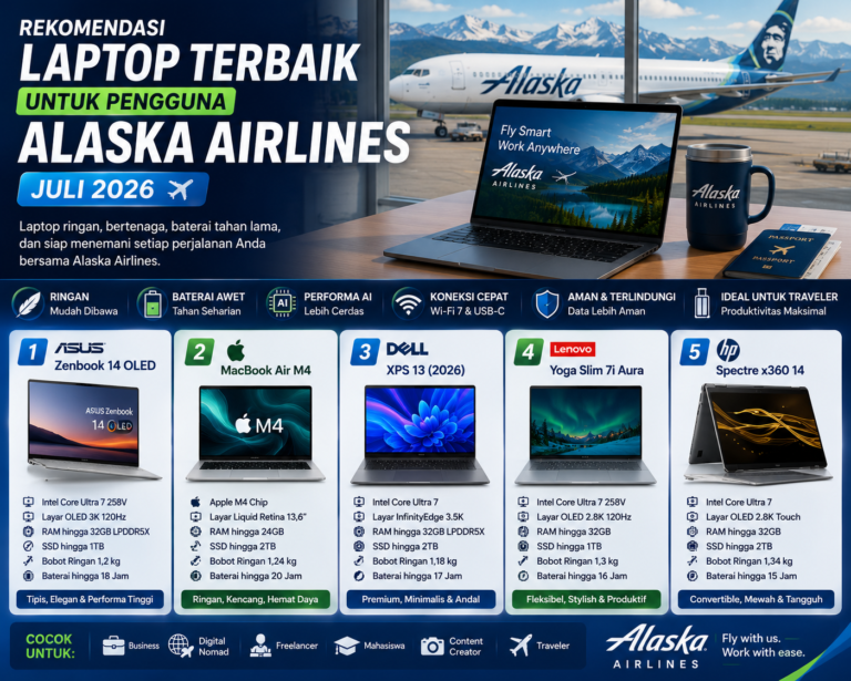 Rekomendasi Laptop Terbaik untuk Pengguna Alaska Airlines Juli 2026