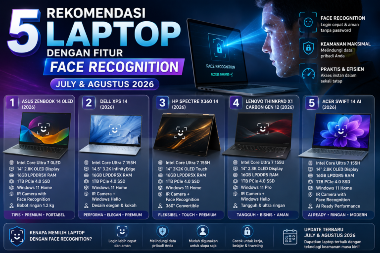 5 Rekomendasi Laptop dengan Fitur Face Recognition Terbaik (Juli & Agustus 2026)