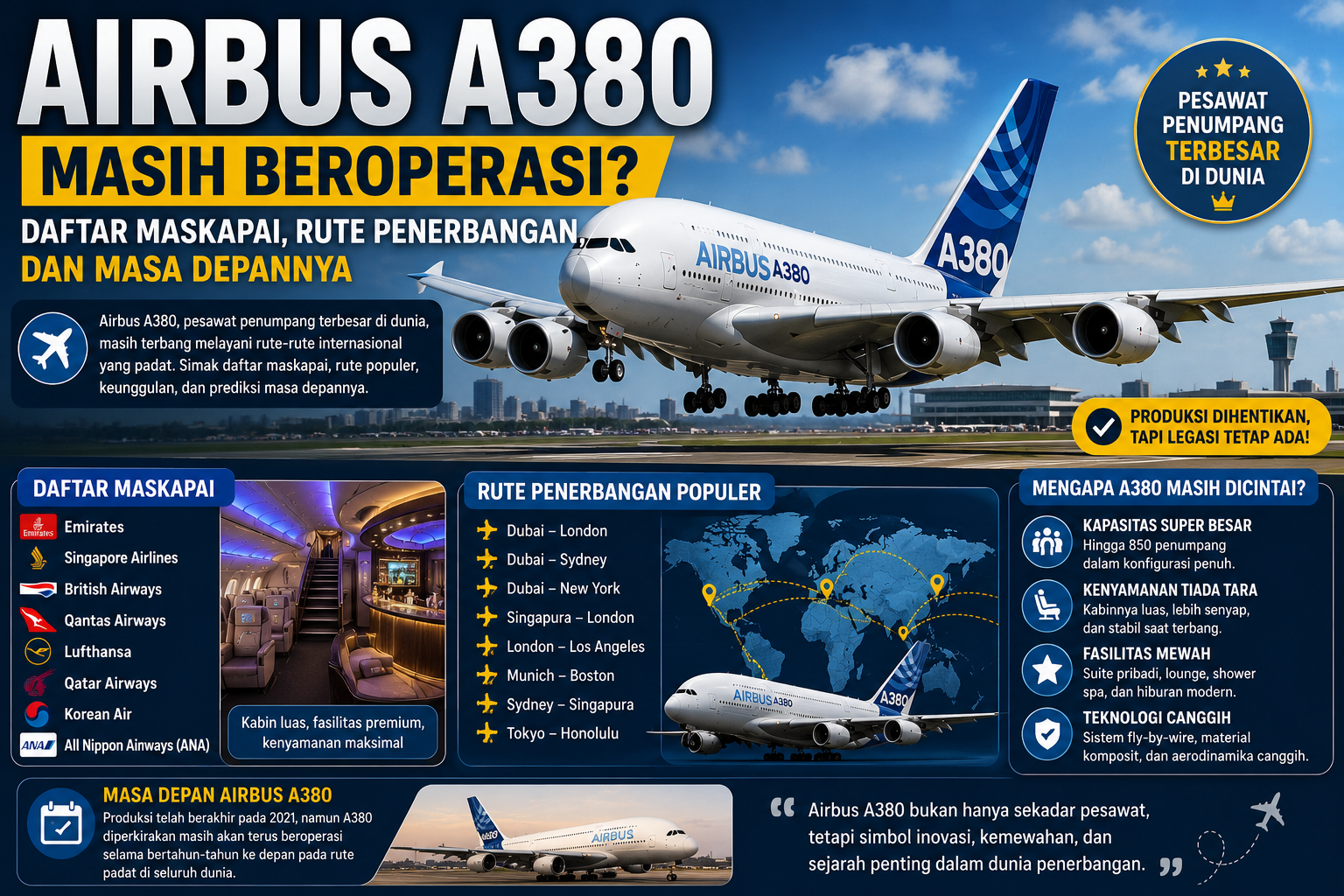 Airbus A380 Masih Beroperasi? Daftar Maskapai, Rute Penerbangan, dan Masa Depannya