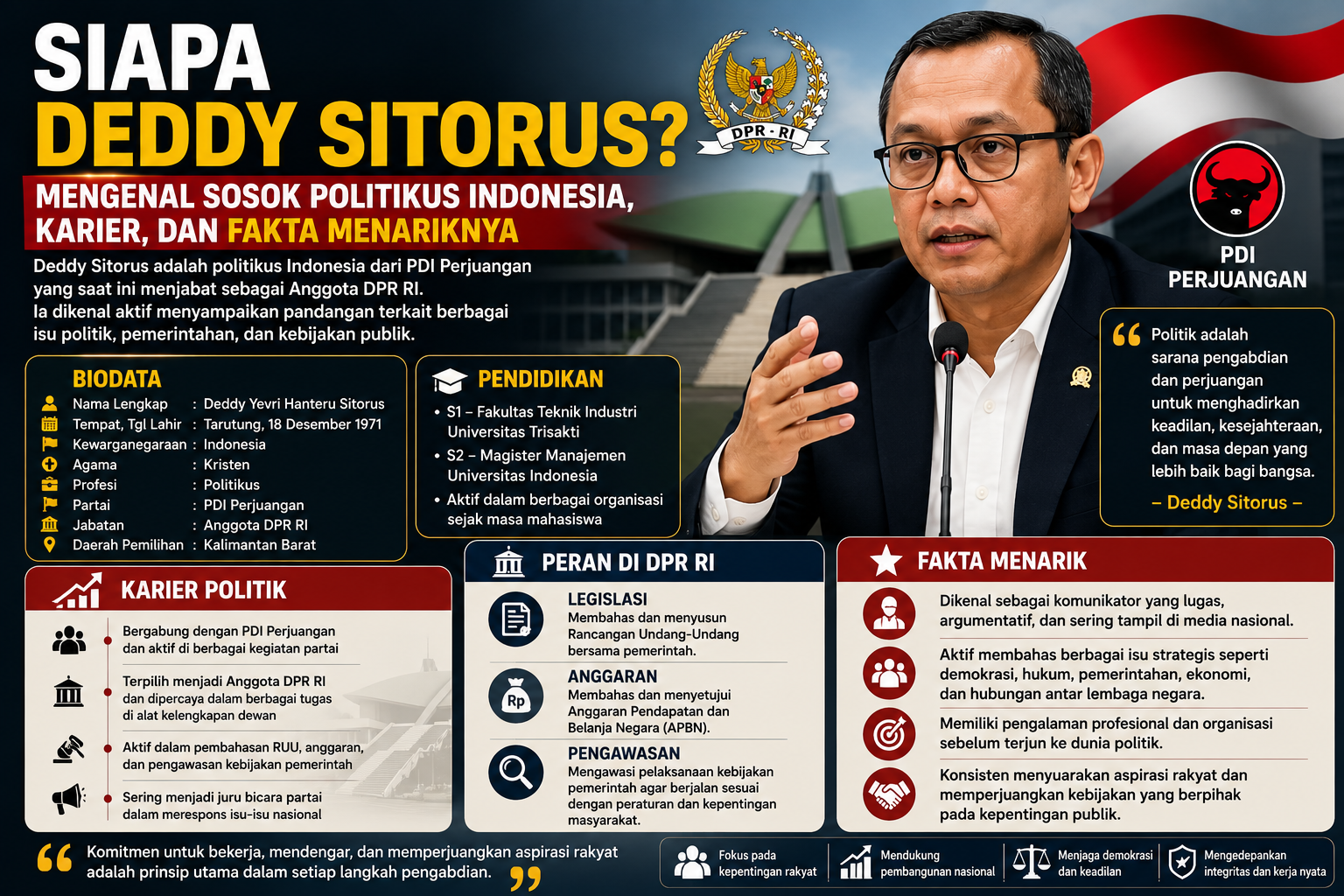 Siapa Deddy Sitorus? Mengenal Sosok Politikus Indonesia, Karier, dan Fakta Menariknya