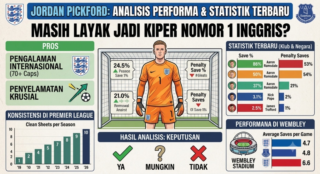 Jordan Pickford Masih Layak Jadi Kiper Nomor 1 Inggris? Analisis Performa dan Statistik Terbaru
