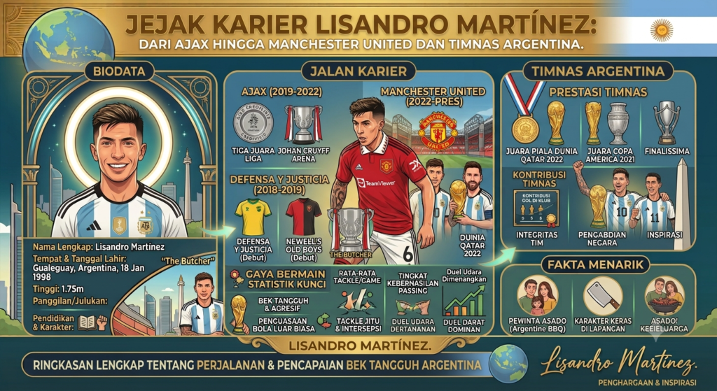 Jejak Karier Lisandro Martínez: Dari Ajax hingga Manchester United dan Timnas Argentina