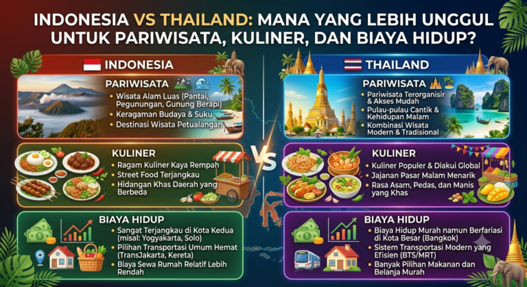 Indonesia vs Thailand: Mana yang Lebih Unggul untuk Pariwisata, Kuliner, dan Biaya Hidup?