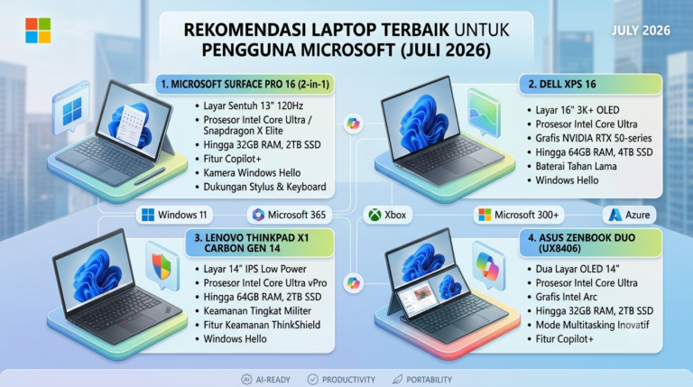 Rekomendasi Laptop Terbaik untuk Pengguna Microsoft (Juli 2026)