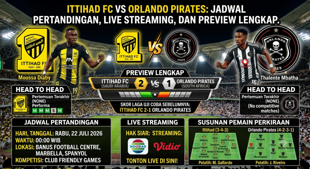 Ittihad FC vs Orlando Pirates: Jadwal Pertandingan, Live Streaming, dan Preview Lengkap