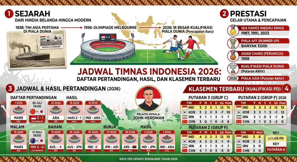 Jadwal Timnas Indonesia 2026: Daftar Pertandingan, Hasil, dan Klasemen Terbaru