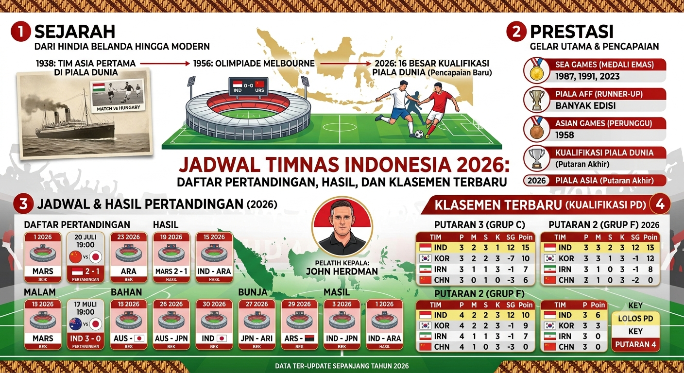 Jadwal Timnas Indonesia 2026: Daftar Pertandingan, Hasil, dan Klasemen Terbaru