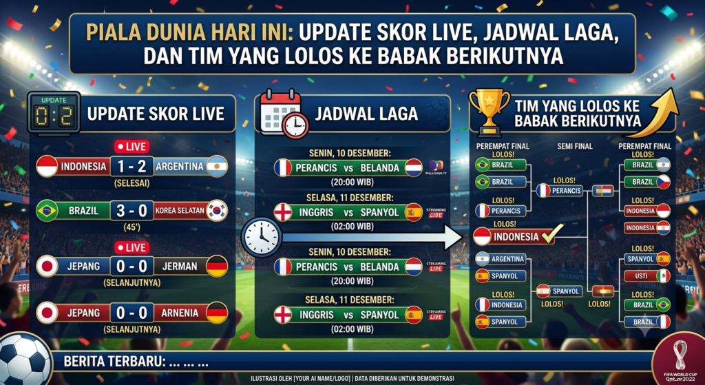 Piala Dunia Hari Ini: Update Skor Live, Jadwal Laga, dan Tim yang Lolos ke Babak Berikutnya