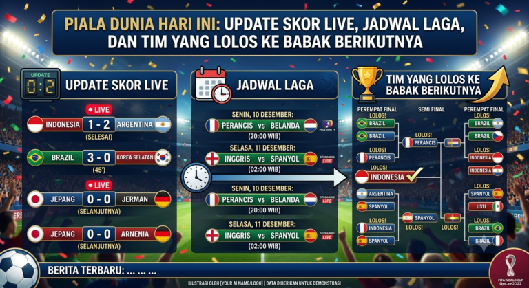 Piala Dunia Hari Ini: Update Skor Live, Jadwal Laga, dan Tim yang Lolos ke Babak Berikutnya