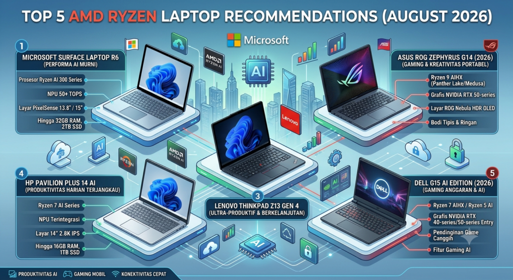 Rekomendasi Laptop dengan Prosesor AMD Ryzen (Agustus 2026)