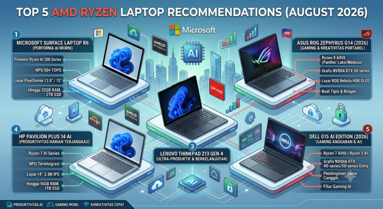 Rekomendasi Laptop dengan Prosesor AMD Ryzen (Agustus 2026)
