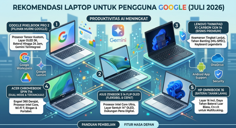 Rekomendasi Laptop Terbaik untuk Pengguna Google (Edisi Juli 2026)