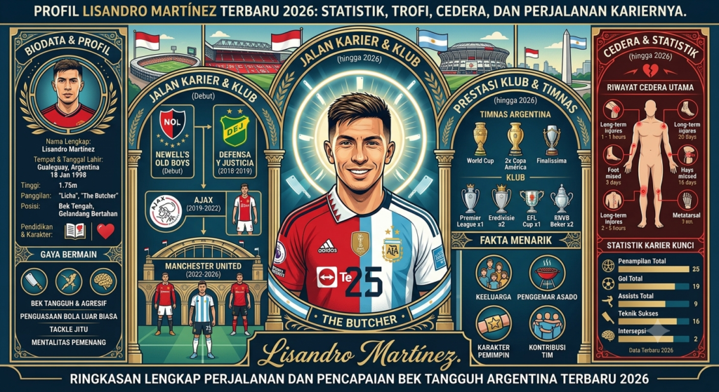 Profil Lisandro Martínez Terbaru 2026: Statistik, Trofi, Cedera, dan Perjalanan Kariernya