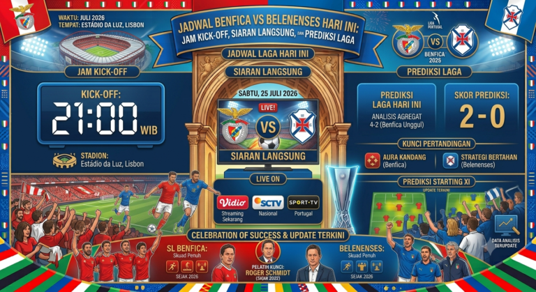 Jadwal Benfica vs Belenenses Hari Ini: Jam Kick-off, Siaran Langsung, dan Prediksi Laga