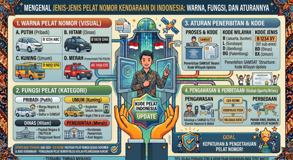 Mengenal Jenis-Jenis Pelat Nomor Kendaraan di Indonesia: Warna, Fungsi, dan Aturannya