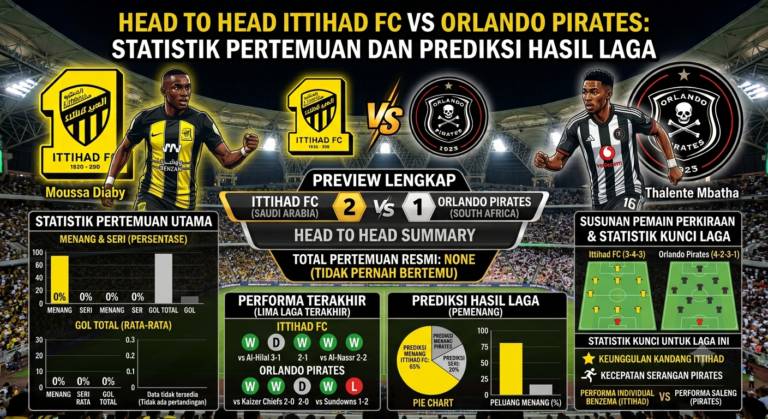 Head to Head Ittihad FC vs Orlando Pirates: Statistik Pertemuan dan Prediksi Hasil Laga