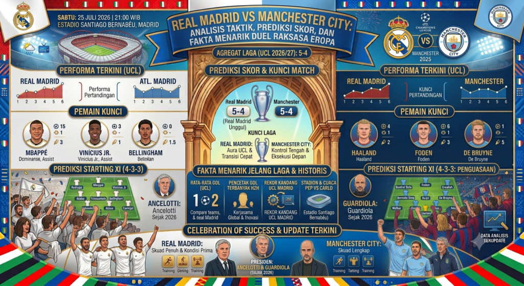 Real Madrid vs Manchester City: Analisis Taktik, Prediksi Skor, dan Fakta Menarik Duel Raksasa Eropa