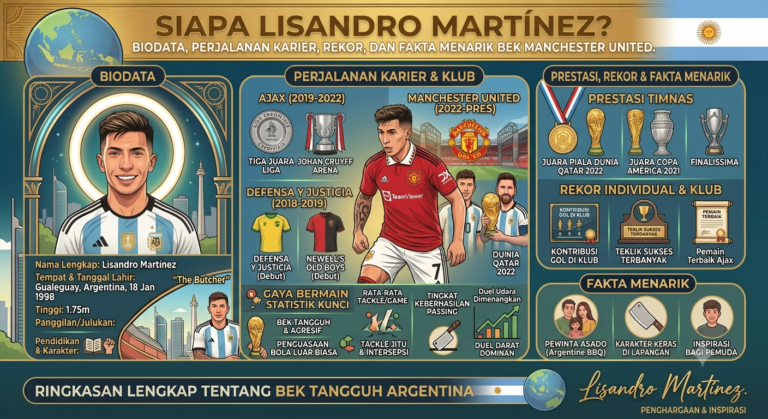 Siapa Lisandro Martínez? Biodata, Perjalanan Karier, Rekor, dan Fakta Menarik Bek Manchester United