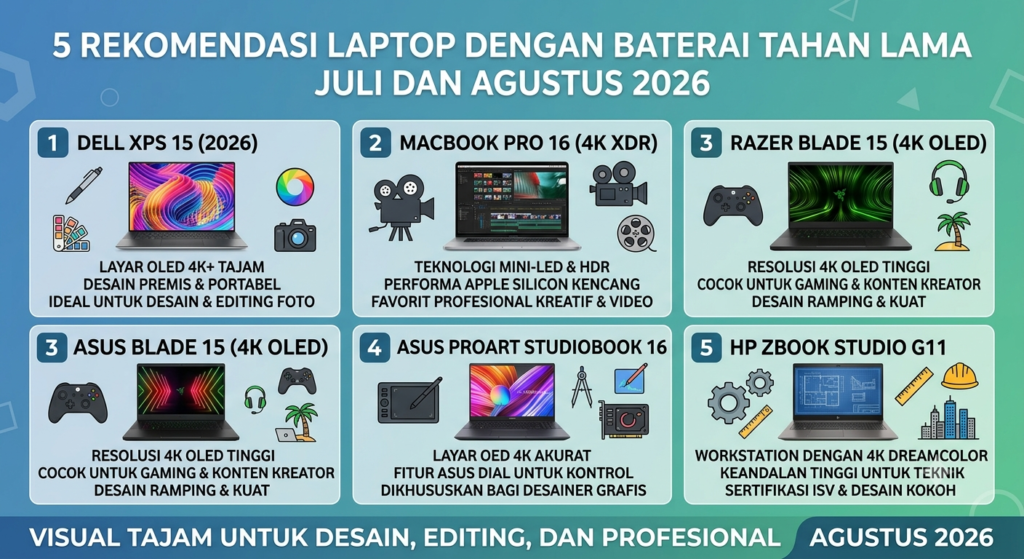 5 Rekomendasi Laptop dengan Baterai Tahan Lama Juli dan Agustus 2026