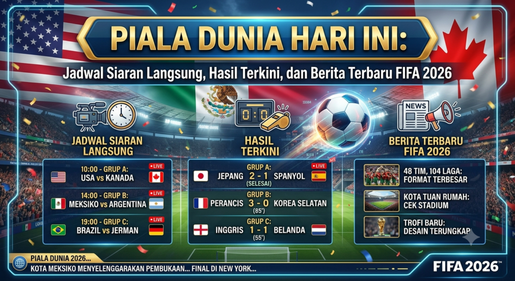Piala Dunia Hari Ini: Jadwal Siaran Langsung, Hasil Terkini, dan Berita Terbaru FIFA 2026