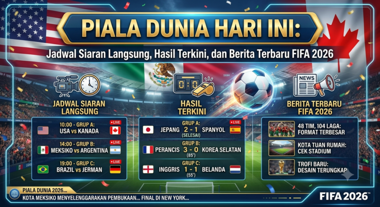 Piala Dunia Hari Ini: Jadwal Siaran Langsung, Hasil Terkini, dan Berita Terbaru FIFA 2026