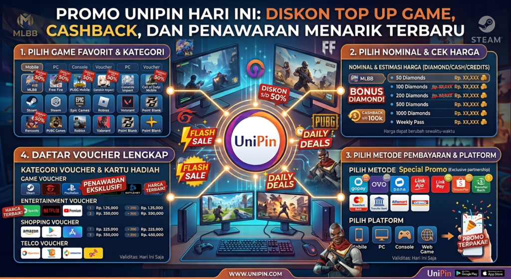 Promo UniPin Hari Ini: Diskon Top Up Game, Cashback, dan Penawaran Menarik Terbaru