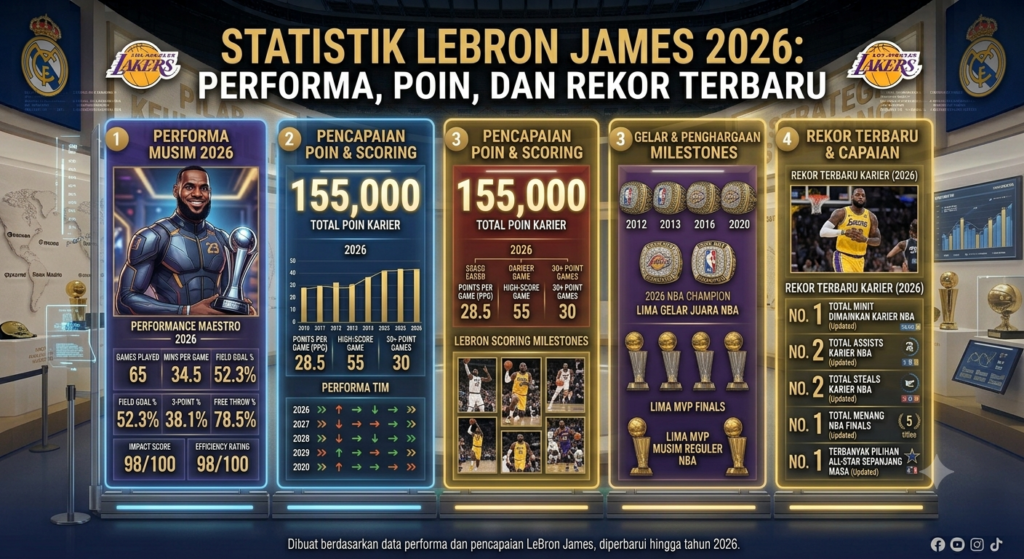 Statistik LeBron James 2026: Performa, Poin, dan Rekor Terbaru