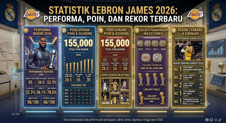 Statistik LeBron James 2026: Performa, Poin, dan Rekor Terbaru