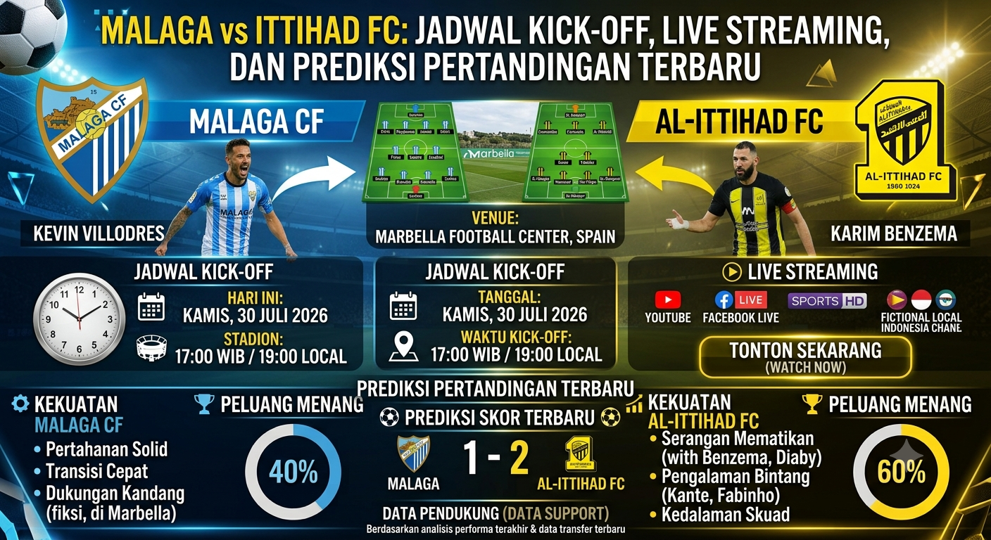 Malaga vs Ittihad FC: Jadwal Kick-Off, Live Streaming, dan Prediksi Pertandingan Terbaru