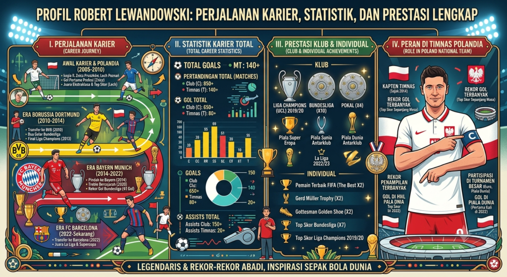 Profil Robert Lewandowski: Perjalanan Karier, Statistik, dan Prestasi Lengkap