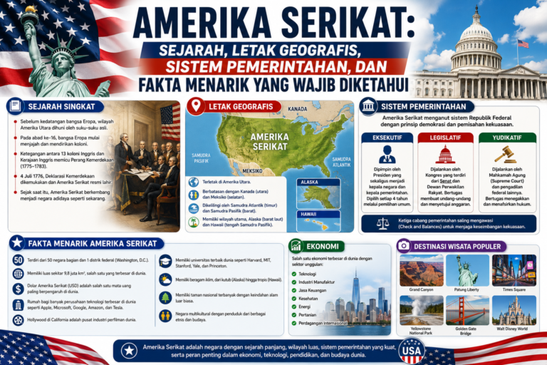 Amerika Serikat: Sejarah, Letak Geografis, Sistem Pemerintahan, dan Fakta Menarik yang Wajib Diketahui