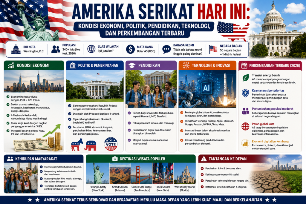 Amerika Serikat Hari Ini: Kondisi Ekonomi, Politik, Pendidikan, Teknologi, dan Perkembangan Terbaru